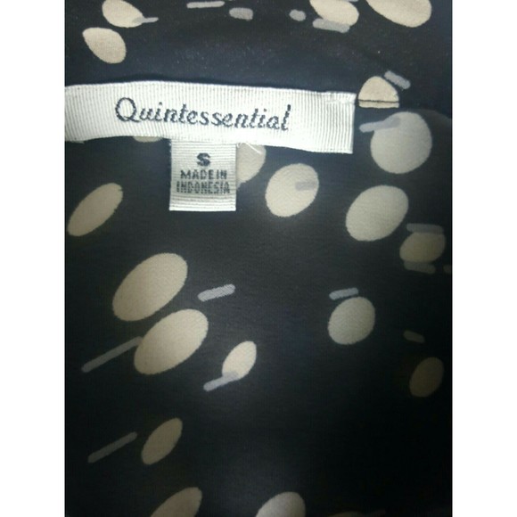 Quintessential button Down Blouse Sheer Sz Small black cream 3/4 Sleeve - Picture 6 of 8
